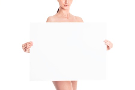 Girl with a poster.の写真素材