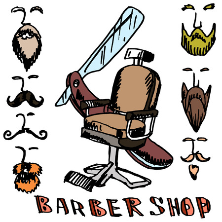 Barber shop. Vector. Drawn by hand. Items for hairdressers.のイラスト素材