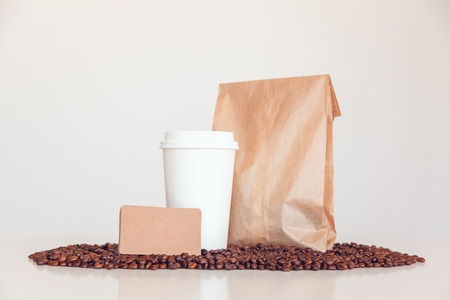 Coffee identity branding mockup set top viewの写真素材