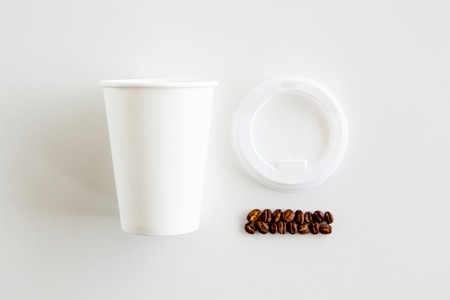 Blank coffee cup on white background. Template for design presentations. Branding Mock-Upの写真素材