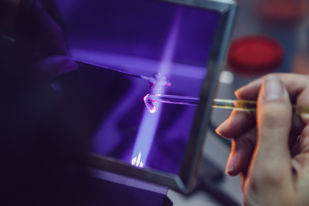 Process of manufacturing costume jewelery from Venetian glass.の写真素材