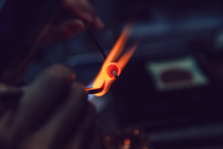 Process of manufacturing costume jewelery from Venetian glass.の写真素材