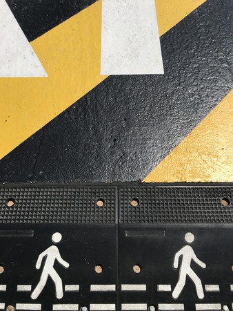 Yellow and Black Road Marking.の写真素材