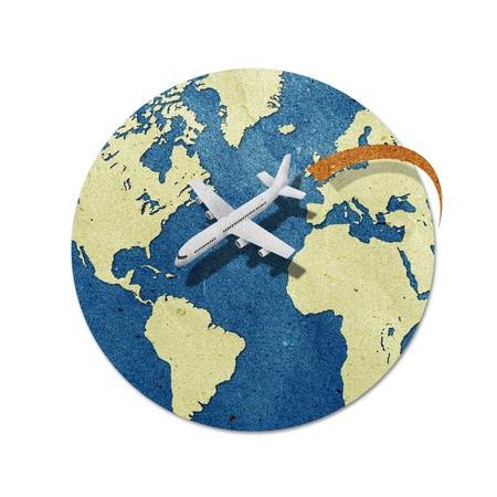 airplane travel around the globe recycled paper craft