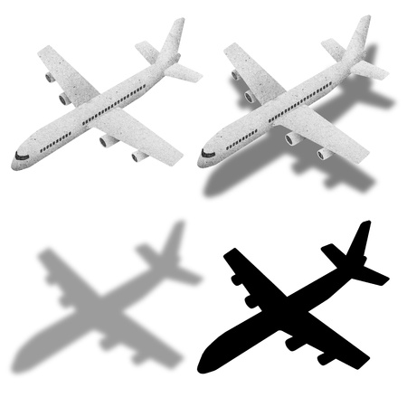 airplane and shadow recycled paper craftの写真素材