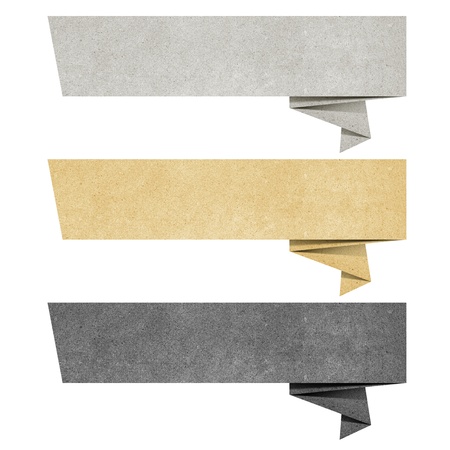 talk origami tag recycled paper craft stick on white backgroundの写真素材