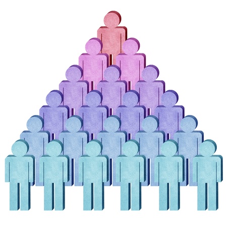 team and a leader recycled paper craft stick on white backgroundの写真素材