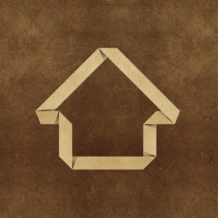 House origami recycled papercraft backgroundの写真素材