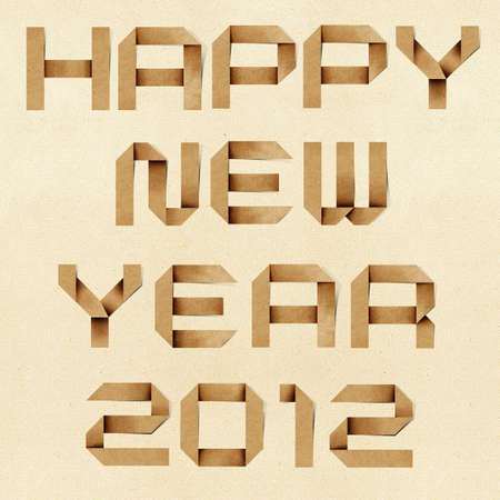 Happy new year 2012  Recycled PaperCraft Background.