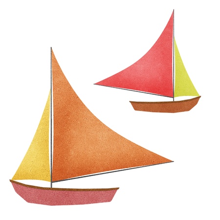 Boat and sea view recycled papercraftの写真素材