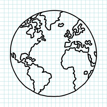 Planet earth hand writing cartoonのイラスト素材