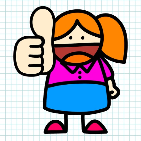 Business woman hand draw cartoon. vectorのイラスト素材