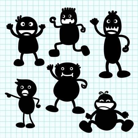Kids silhouette hand writing cartoon .Illustrationのイラスト素材