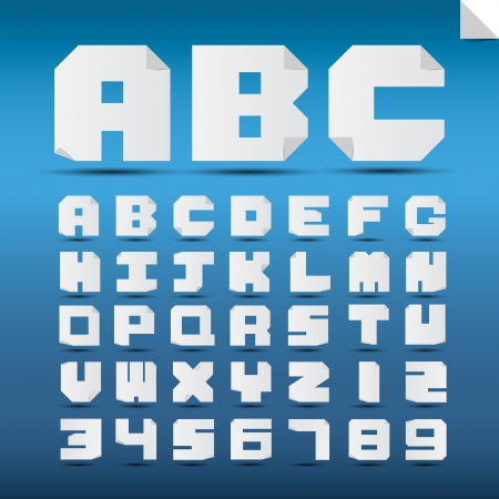Origami alphabet letters and numbers.Illustrationのイラスト素材