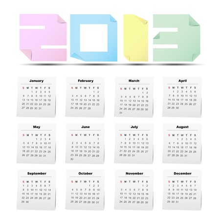Calendar 2013 on paper note. Illustrationのイラスト素材