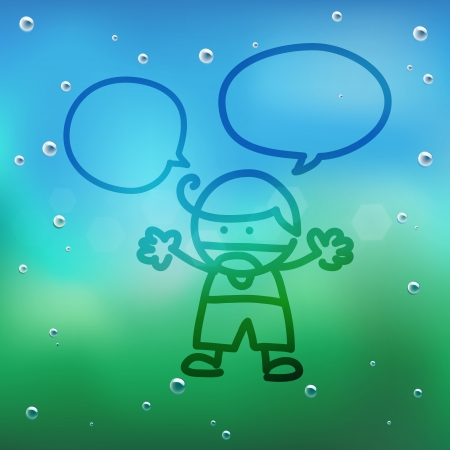 Hand draw cartoon and water drop on glass.のイラスト素材