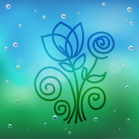Hand draw cartoon and water drop on glass.のイラスト素材