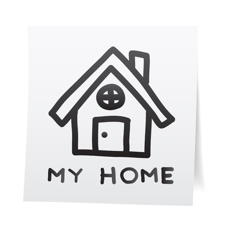 Hand draw cartoon on paper note stickers. のイラスト素材