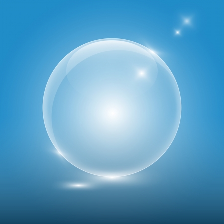 Transparent glass ball on blue backgroundのイラスト素材