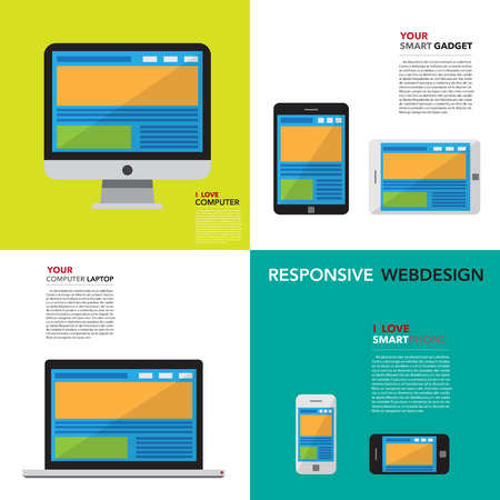 Responsive webdesign on Computer , Smartphone and Tabletのイラスト素材
