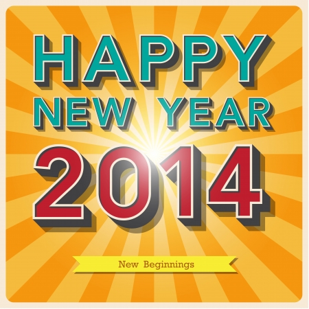 Happy new year retro poster.のイラスト素材