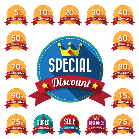 Set of retro vintage badges and labels 06. Flat design with long shadow のイラスト素材