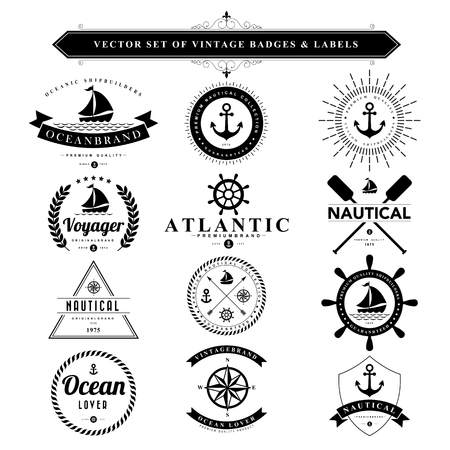 Set of black vintage badges and labels.Vector eps10のイラスト素材