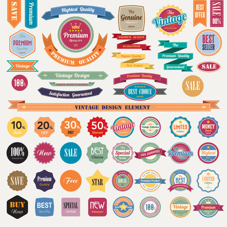 Set of retro vintage badges and labelsのイラスト素材