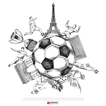 Drawing of soccer background ( Line only  version ),Poster ,Brochureのイラスト素材