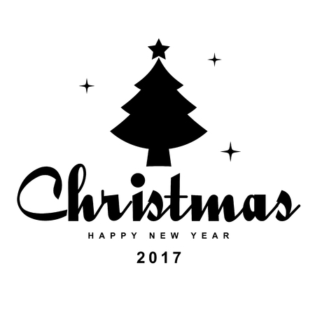 Merry Christmas and Happy New Year typographic backgroundのイラスト素材
