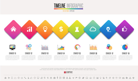Timeline Infographics design template with icons set , Vector eps10 .のイラスト素材