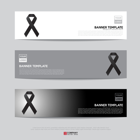Black awareness ribbon banner,Design of flyers, banners, brochures and cards template,Banner design for business presentation,Header template,Banner for web template,のイラスト素材