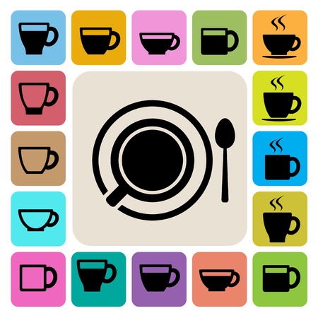 Coffee cup and Tea cup icon set.Illustration eps10のイラスト素材