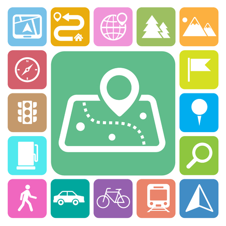Map and Location Icons set .Illustration eps10のイラスト素材