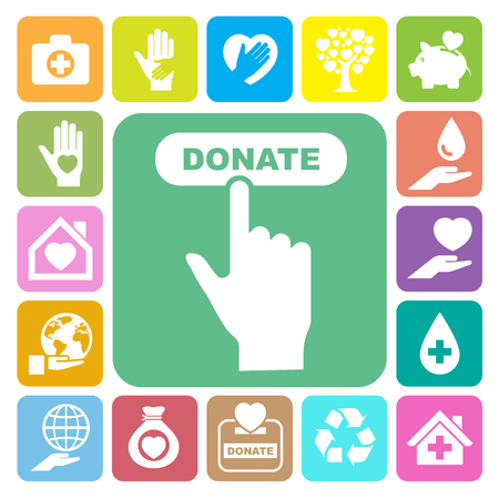 Charity and donation icons set. Illustration eps10のイラスト素材