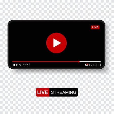 Video Player Template Design. Mockup live stream window, player. Social media concept. Vector illustration. EPS 10のイラスト素材