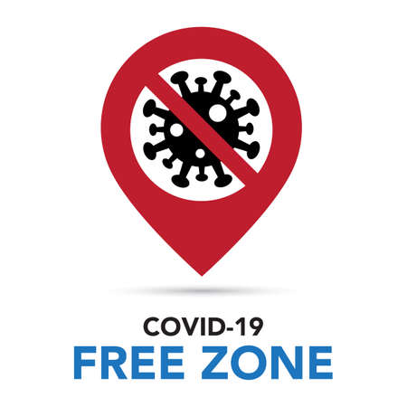 Covid free zone sign symbol.のイラスト素材
