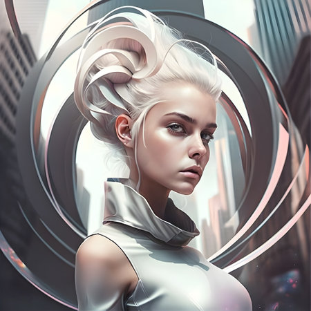 Illustration of a portrait of an eastern girl  created as a generative artwork using AI.の素材