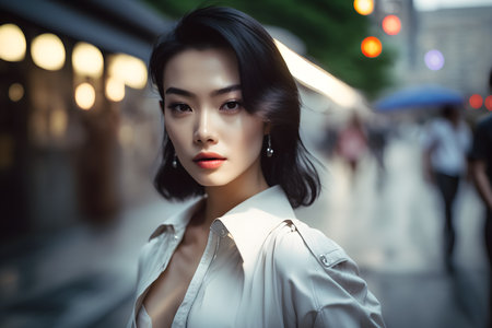 Illustration of a portrait of a Korean girl created as a generative artwork using AI.の素材