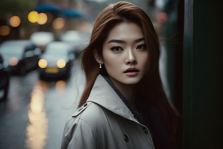 Illustration of a portrait of a Korean girl created as a generative artwork using AI.の素材