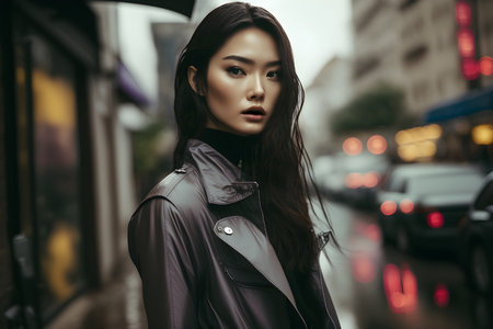 Illustration of a portrait of a Korean girl created as a generative artwork using AI.の素材