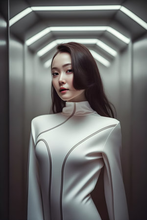 Illustration of a portrait of a Korean girl created as a generative artwork using AI.の素材