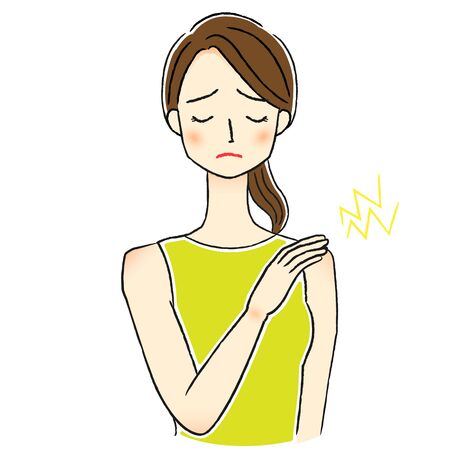Illustration of a woman suffering from stiff shouldersのイラスト素材