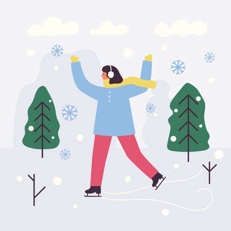 Winter ice skatingのイラスト素材