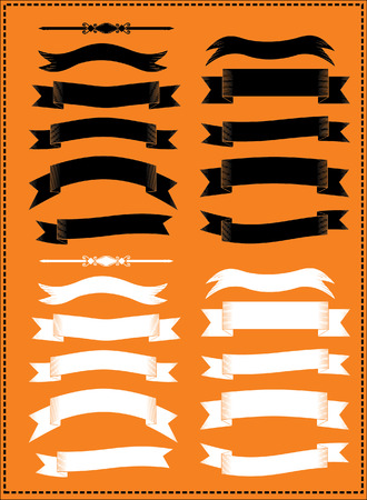 Vintage Ribbon Black And White Vector Collectionのイラスト素材