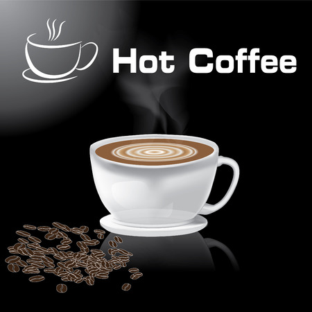 Coffee Cup  vector illustration hot Coffee black background designのイラスト素材