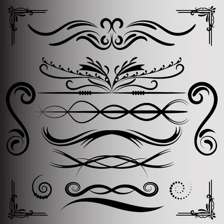 Vector decorative frames retro vector black frame on gray background. Premium design elementのイラスト素材