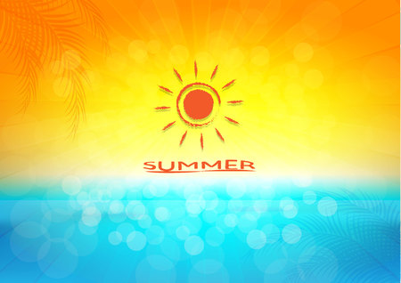 Summer holidays illustration, summer vector background with copy spaceのイラスト素材