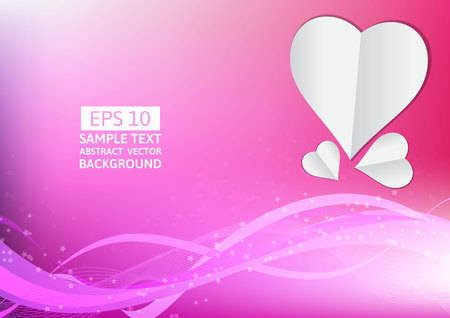 Pink lines wave and heart abstract background with copy spaceのイラスト素材