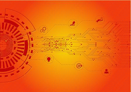 Red and yellow color modern digital technology and business concept. vector illustration background.のイラスト素材